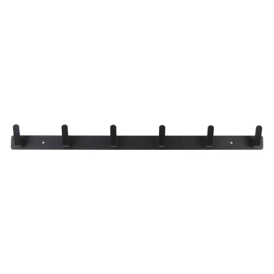 QUVIO Wandkapstok met 6 haken - Aluminium - Zwart