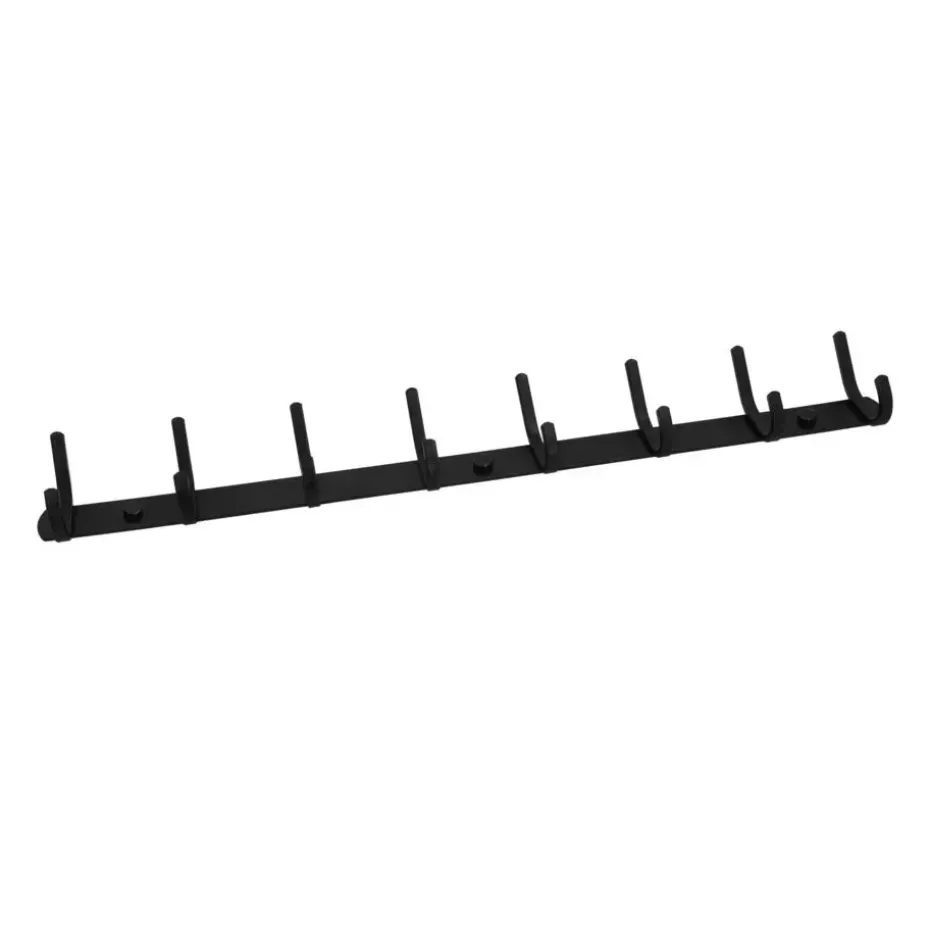 QUVIO Wandkapstok met 8 haken - Metaal - Zwart