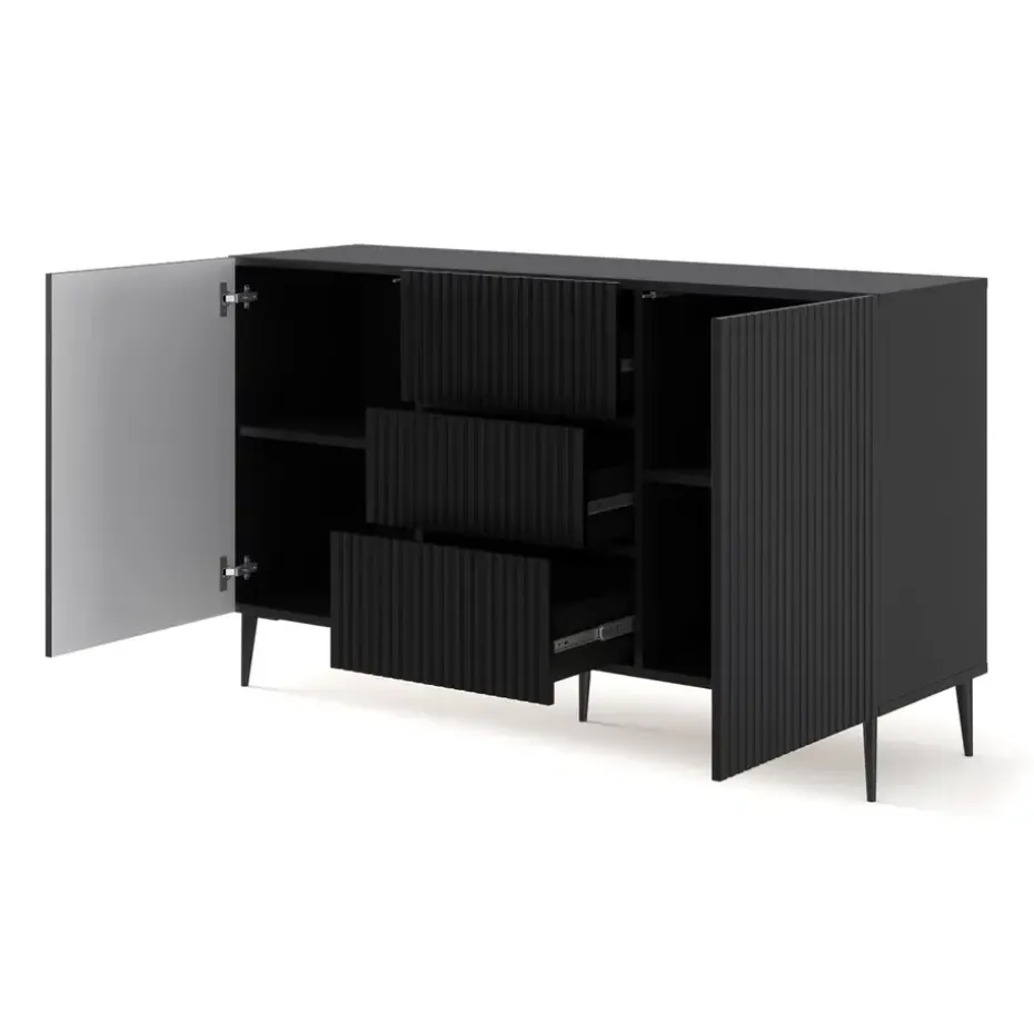 Ravenna B dressoir ladekast 150 2D3S gefreesd MDF folie mat