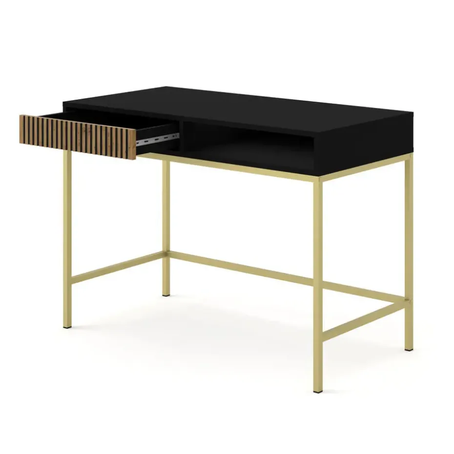 Ravenna Kaptafel - Mat zwart / Artisan eik- Metaal