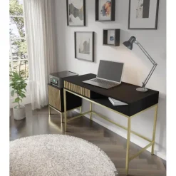 Ravenna Kaptafel - Mat zwart / Artisan eik- Metaal