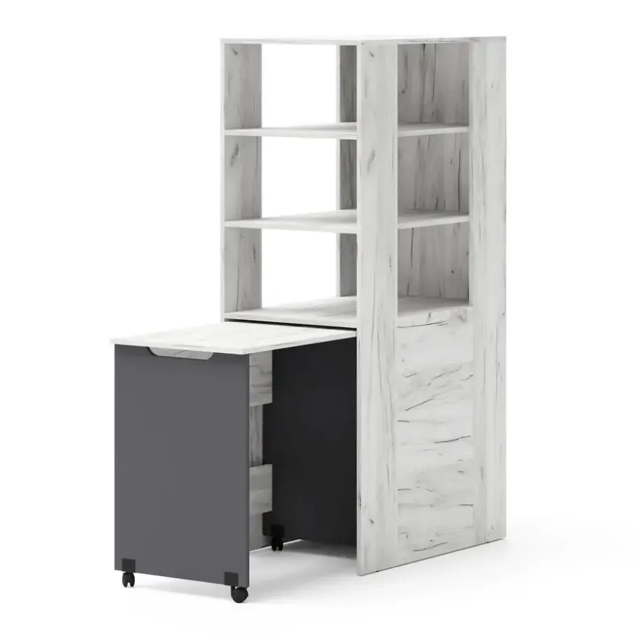 Rek met bureau Samoa-Fuji 165cm craft wit / grafiet