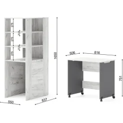 Rek met bureau Samoa-Fuji 165cm craft wit / grafiet