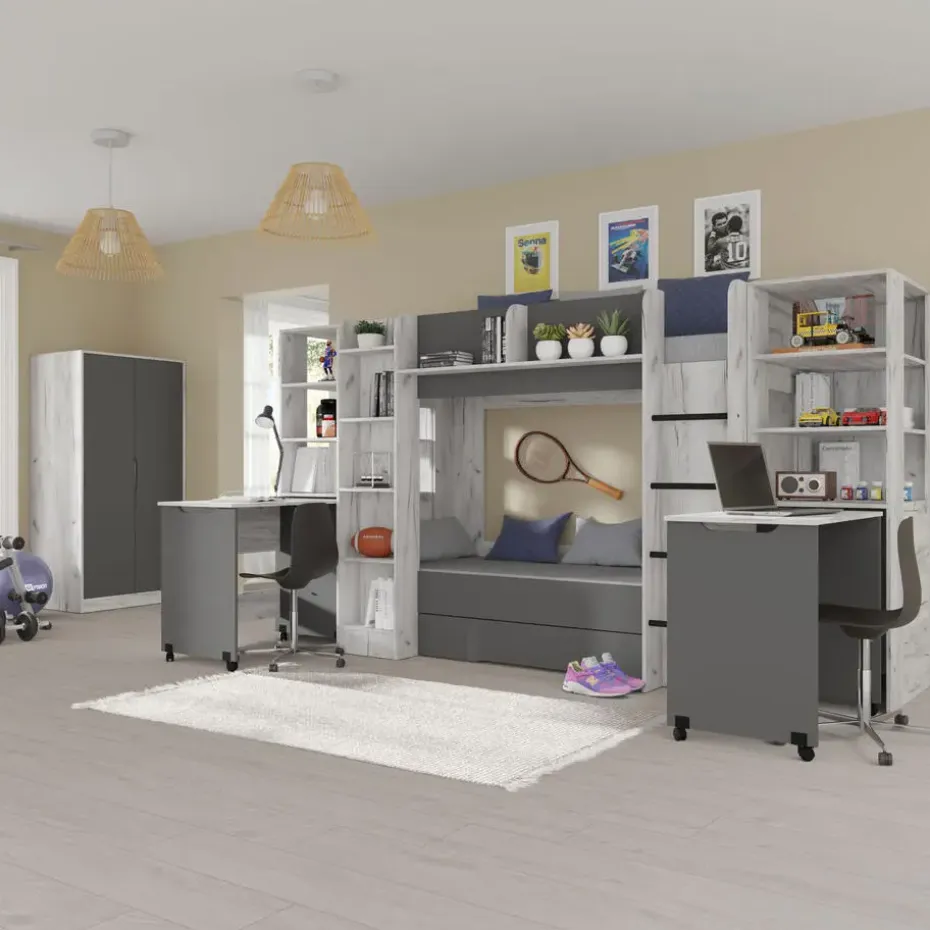 Rek met bureau Samoa-Fuji 165cm craft wit / grafiet