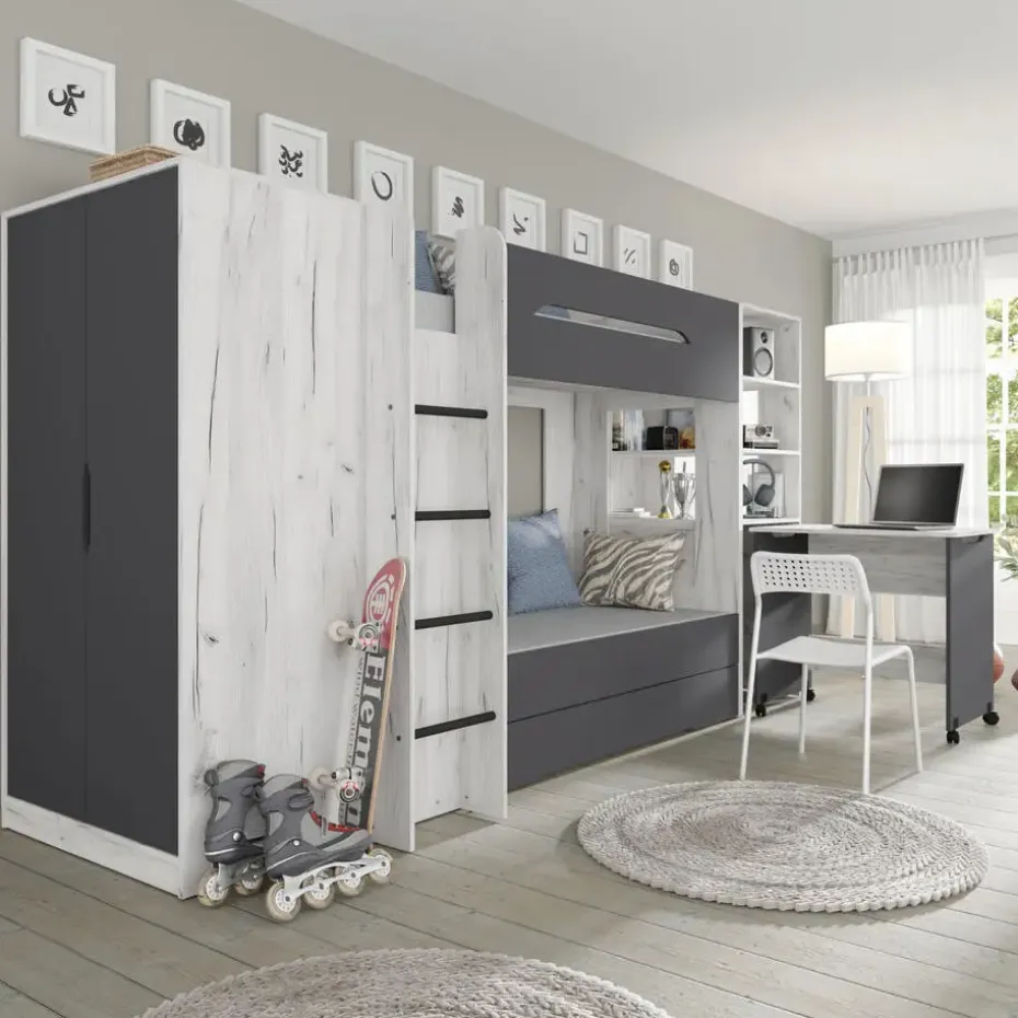 Rek met bureau Samoa-Fuji 165cm craft wit / grafiet