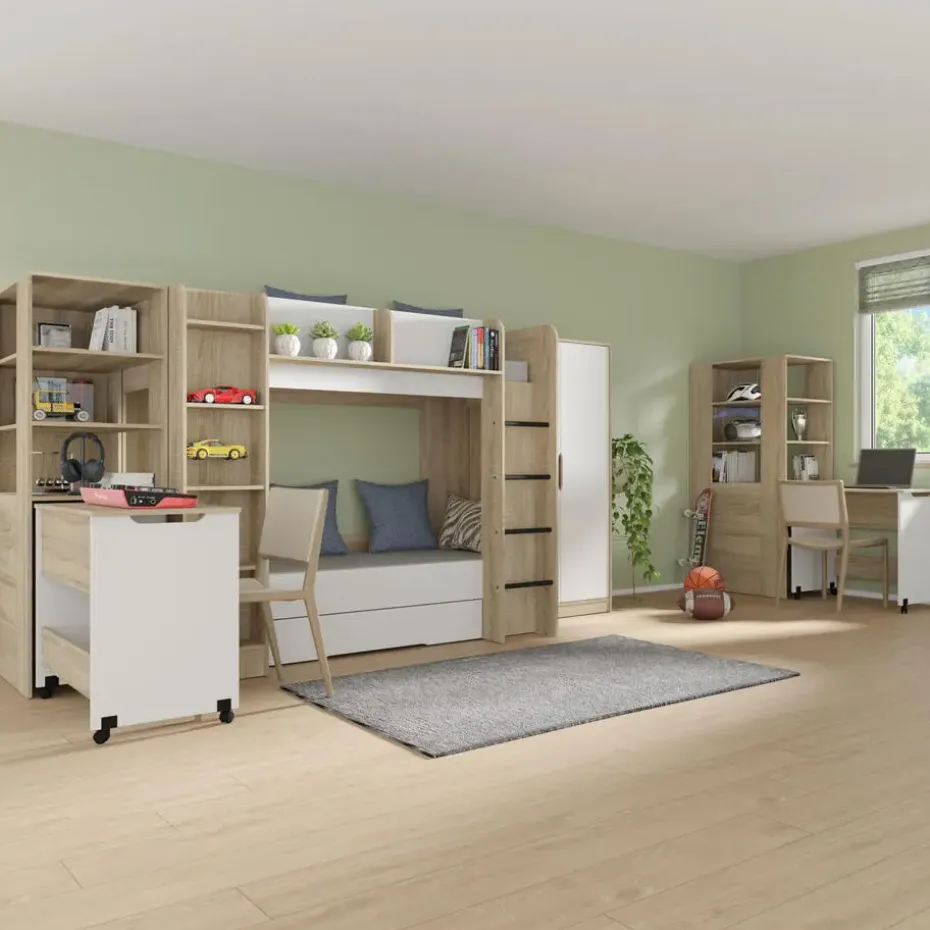 Rek met bureau Samoa-Fuji 165cm sonoma eik / mat wit