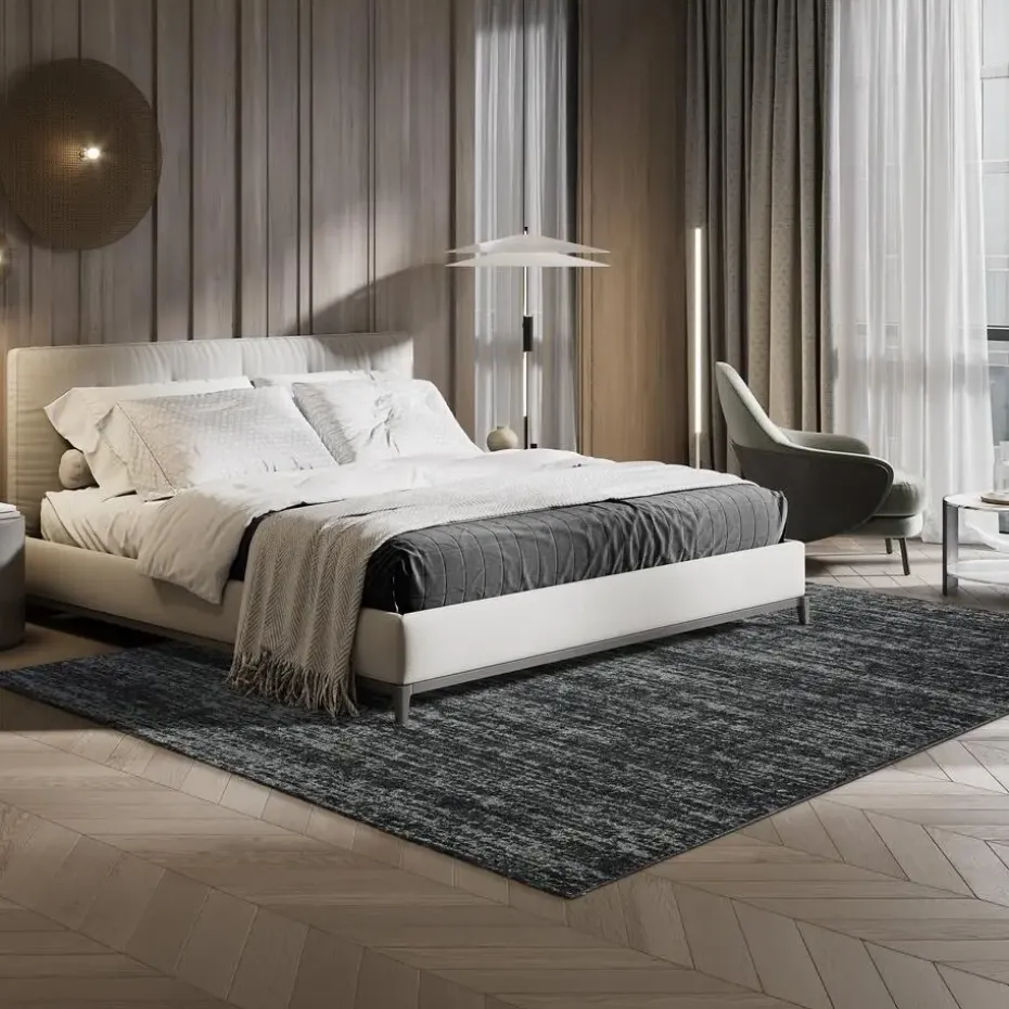 Relax Oslo - Laagpolig Effen Vloerkleed - Zwart - 160x230 CM