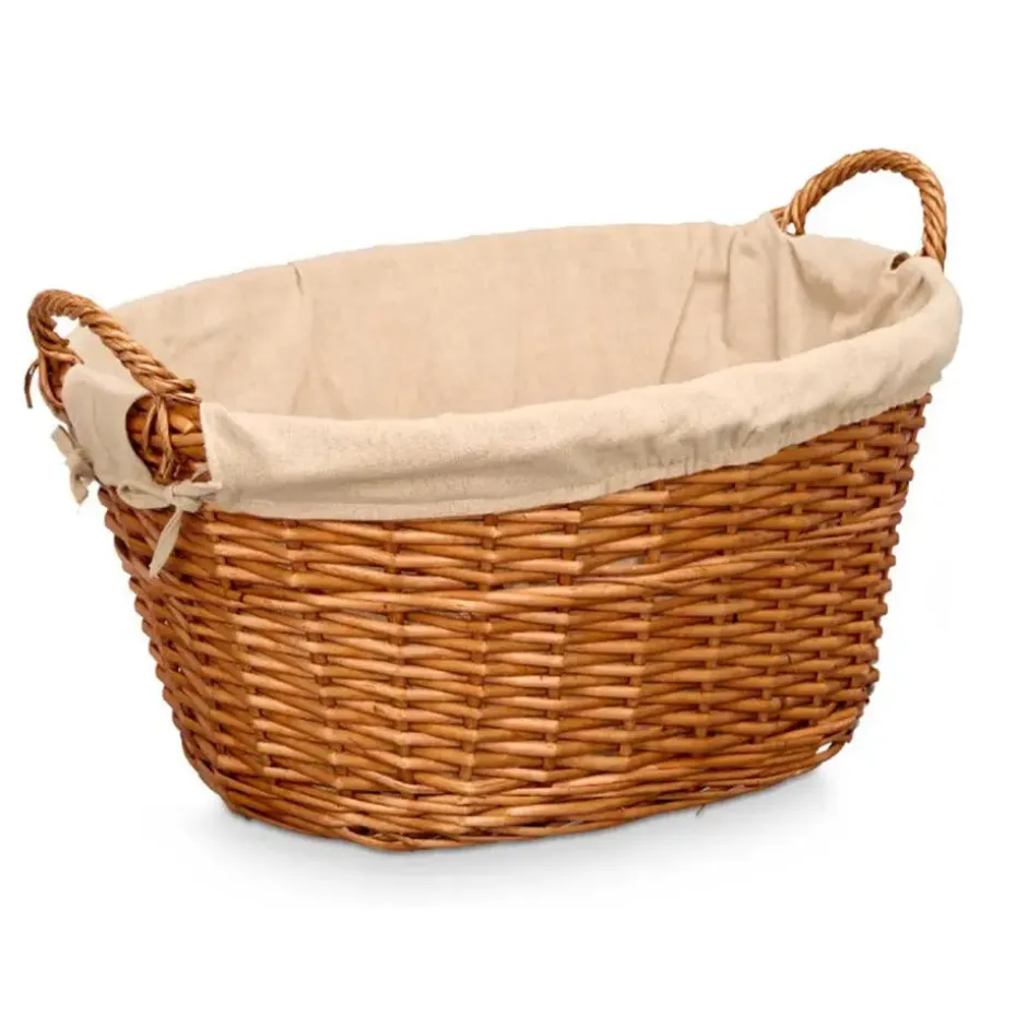 Rieten opberg mand - gevlochten riet - bruin - 60 x 48 x 35 cm