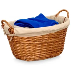 Rieten opberg mand - gevlochten riet - bruin - 60 x 48 x 35 cm