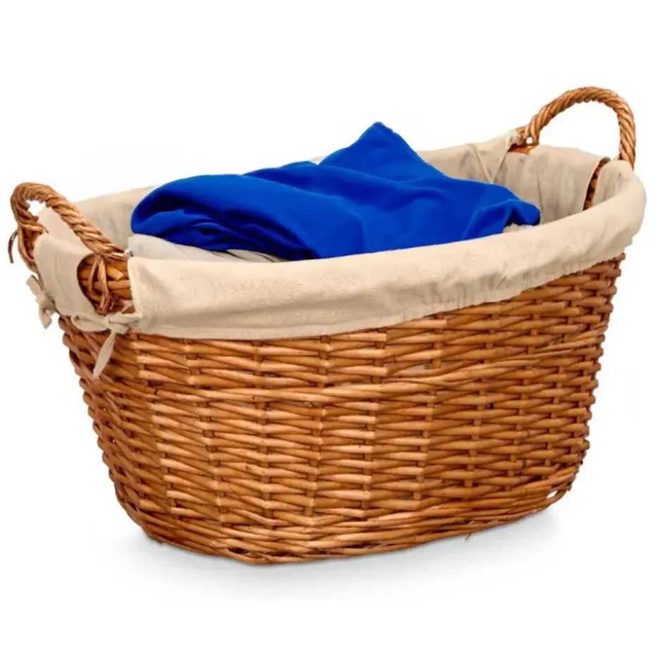 Rieten opberg mand - gevlochten riet - bruin - 60 x 48 x 35 cm