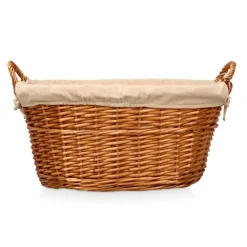 Rieten opberg mand - gevlochten riet - bruin - 60 x 48 x 35 cm