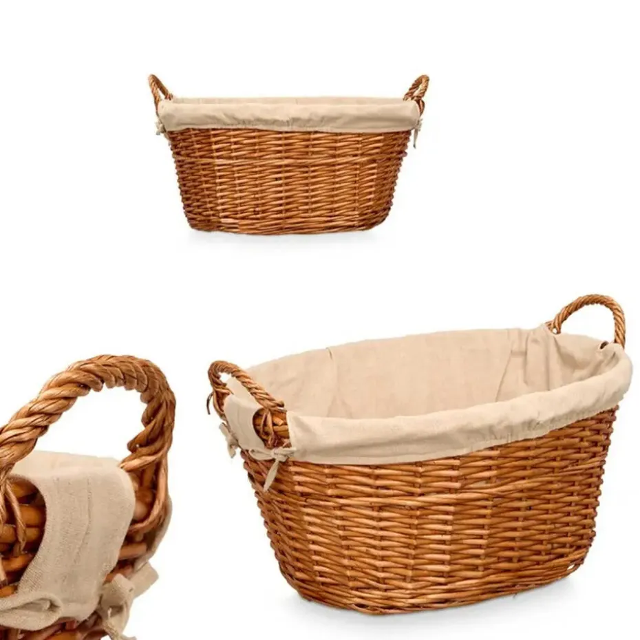 Rieten opberg mand - gevlochten riet - bruin - 60 x 48 x 35 cm