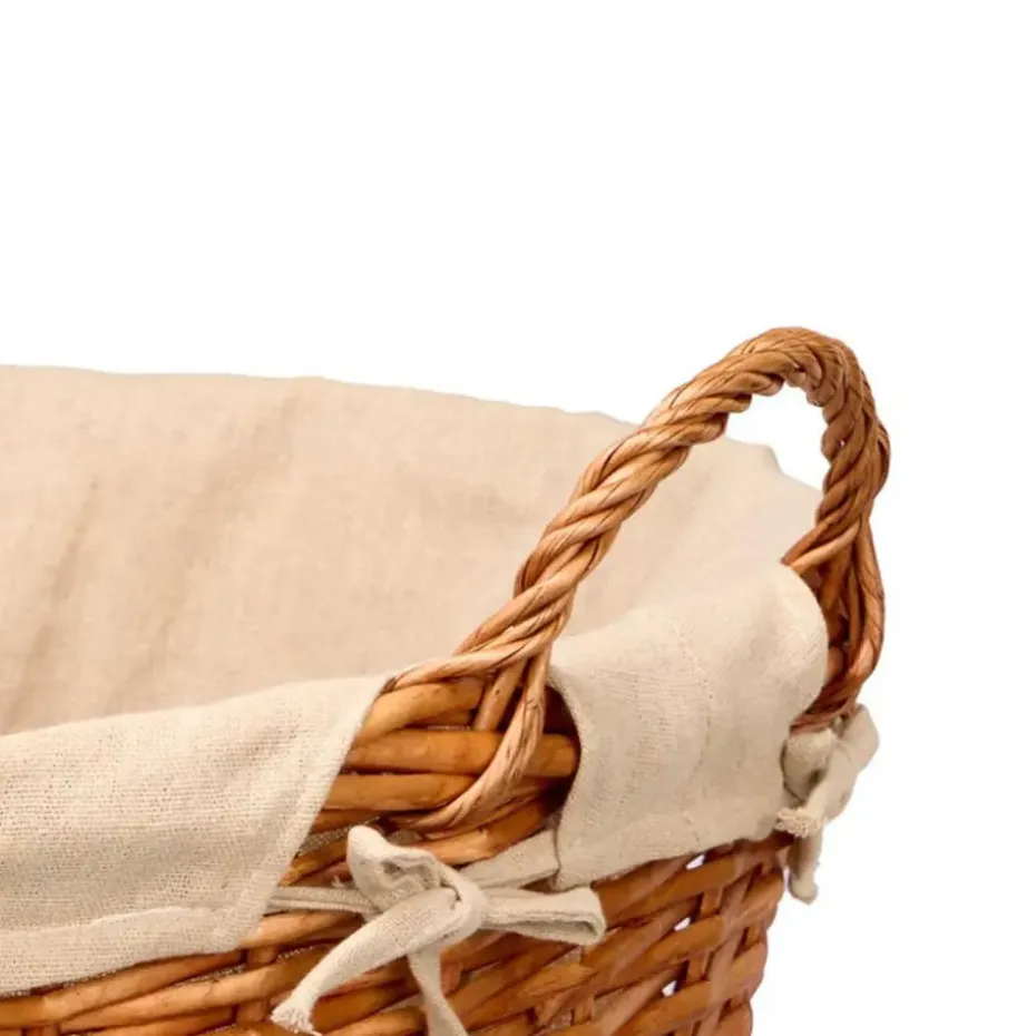 Rieten opberg mand - gevlochten riet - bruin - 51 x 45 x 28 cm