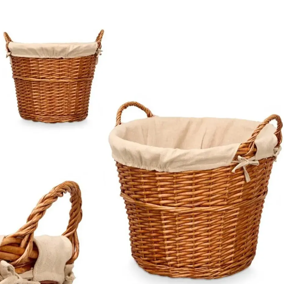 Rieten opberg mand - gevlochten riet - bruin - 51 x 45 x 28 cm