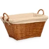 Rieten opberg mand - gevlochten riet - bruin - 52 x 35 x 30 cm