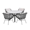 Ronde 4-persoons tuinset - Edison tafel - 4 Margriet stoelen