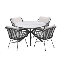 Ronde 4-persoons tuinset - Edison tafel - 4 Margriet stoelen