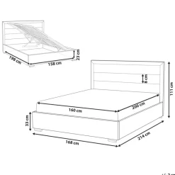 ROUEN - Bed met opbergruimte - Lichtbeige - 160 x 200 cm - Polyester
