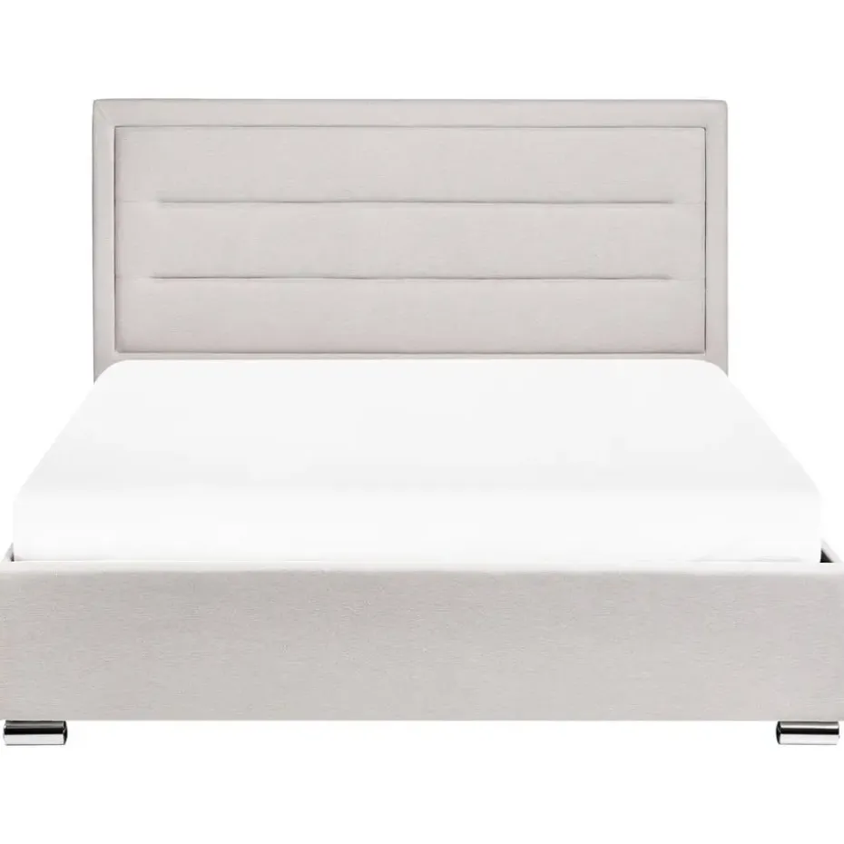ROUEN - Bed met opbergruimte - Lichtbeige - 160 x 200 cm - Polyester