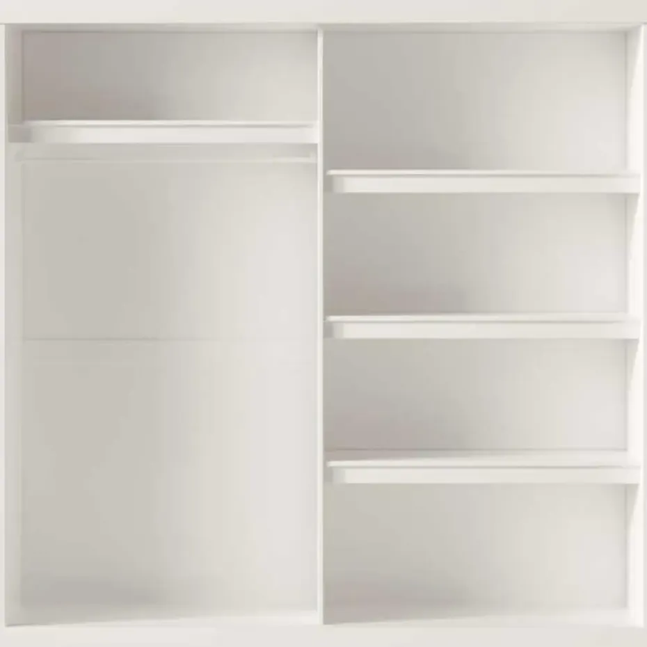 Rousseau Kledingkast Mike - 183 x 53 x 198 cm - Met spiegel - Wit