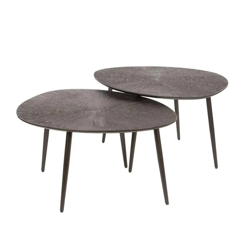 Salontafel Brons Metaal - Set Van 2 - 76x61x43cm - Ray