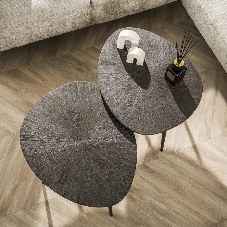 Salontafel Brons Metaal - Set Van 2 - 76x61x43cm - Ray