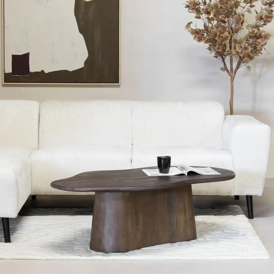 Salontafel Organisch 120cm - Donkerbruin Mangohout - Jessie