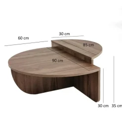 Salontafel Rond 90cm - Walnoot Bruin Melamine - Podium