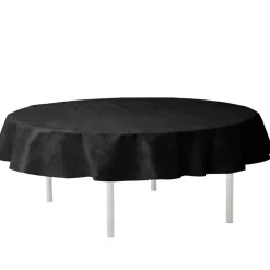 Santex Feest tafelkleed/tafellaken rond - zwart - 240 cm - stof