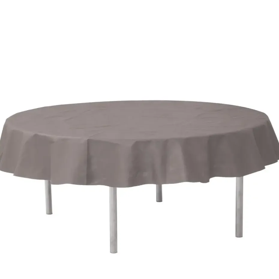 Santex Feest tafelkleed/tafellaken rond - grijs - 240 cm - stof