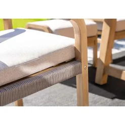 Santos lounge-diningset - 5-dlg.-links -acaciahout met white wash-sand