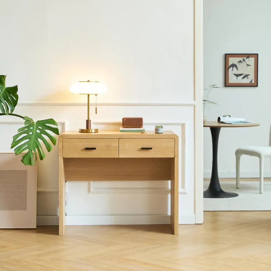 Scandinavische Console Tafel van Hout met 2 Laden