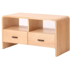 Scandinavische TV-meubel van massief hout met 2 laden