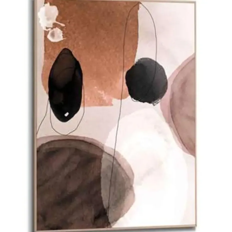 Schilderij Abstracte vormen - 70 x 50cm - Bruin