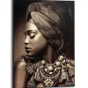 Schilderij Afrikaanse Vrouw - 70 x 50cm - Bruin