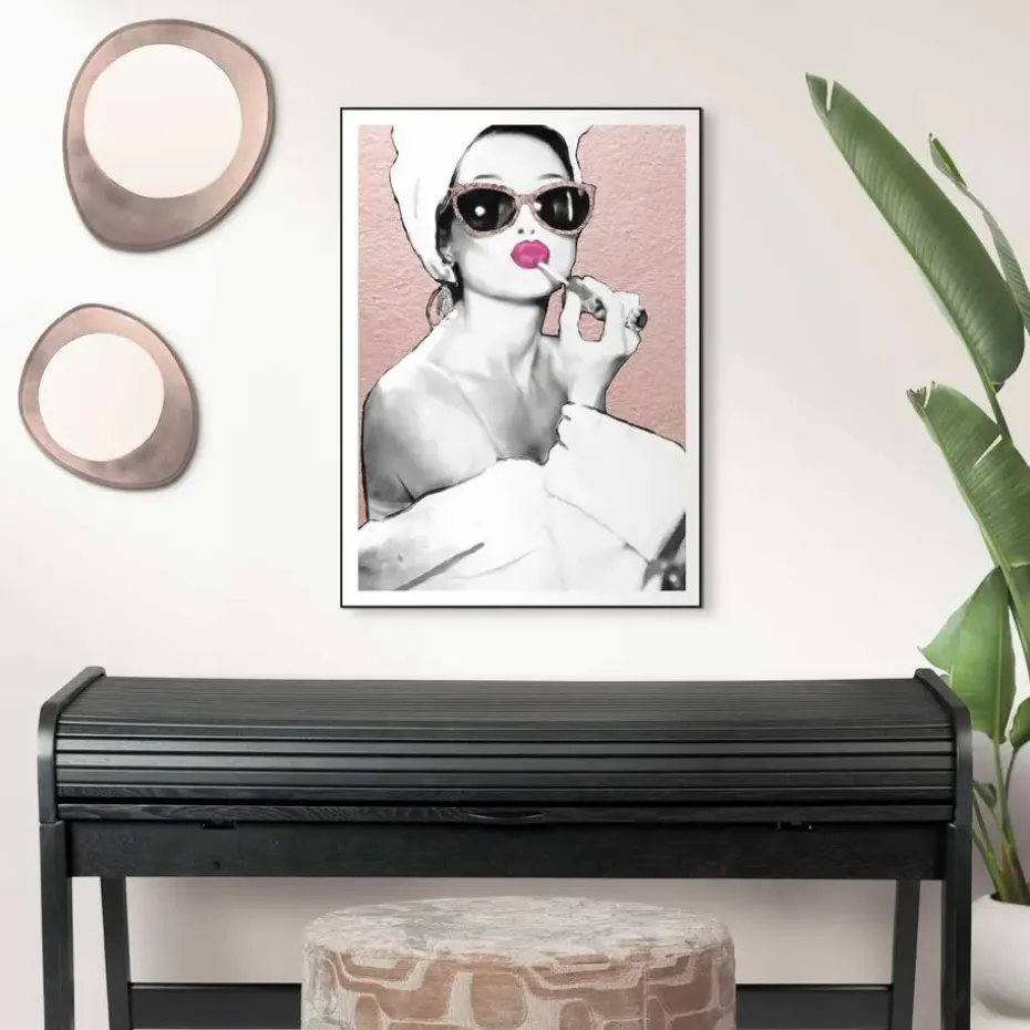 Schilderij Lipstick Beauty - 70 x 50cm - Roze