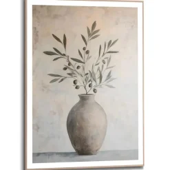 Schilderij Olijven op Vaas - 70 x 50cm - Groen