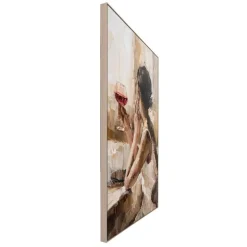 Schilderij Vrouw met wijn - MDF - 118x70 cm