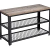 Schoenenrek met 2 legplanken - Schoenenbank - Industrieel design - Grijs-Zwart