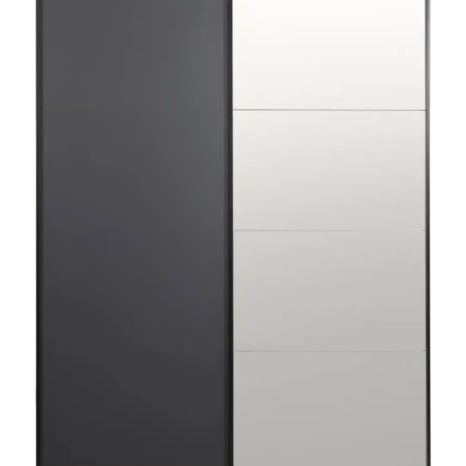 Schuifdeurkast Bergamo - antraciet/spiegel - 221x178,5x66,6 cm