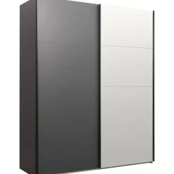 Schuifdeurkast Bergamo - antraciet/spiegel - 221x178,5x66,6 cm