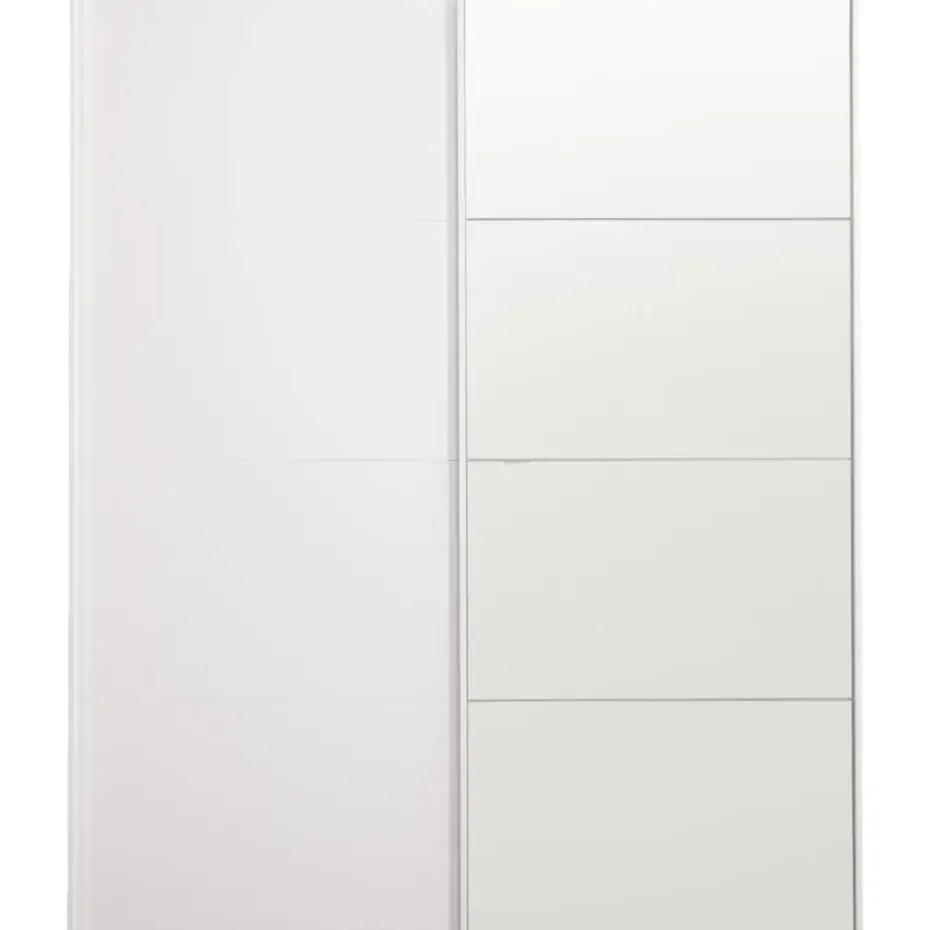 Schuifdeurkast Bergamo - wit/spiegel - 221x178,5x66,6 cm