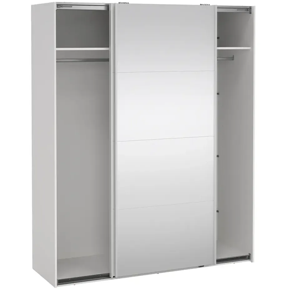 Schuifdeurkast Bergamo - wit/spiegel - 221x178,5x66,6 cm