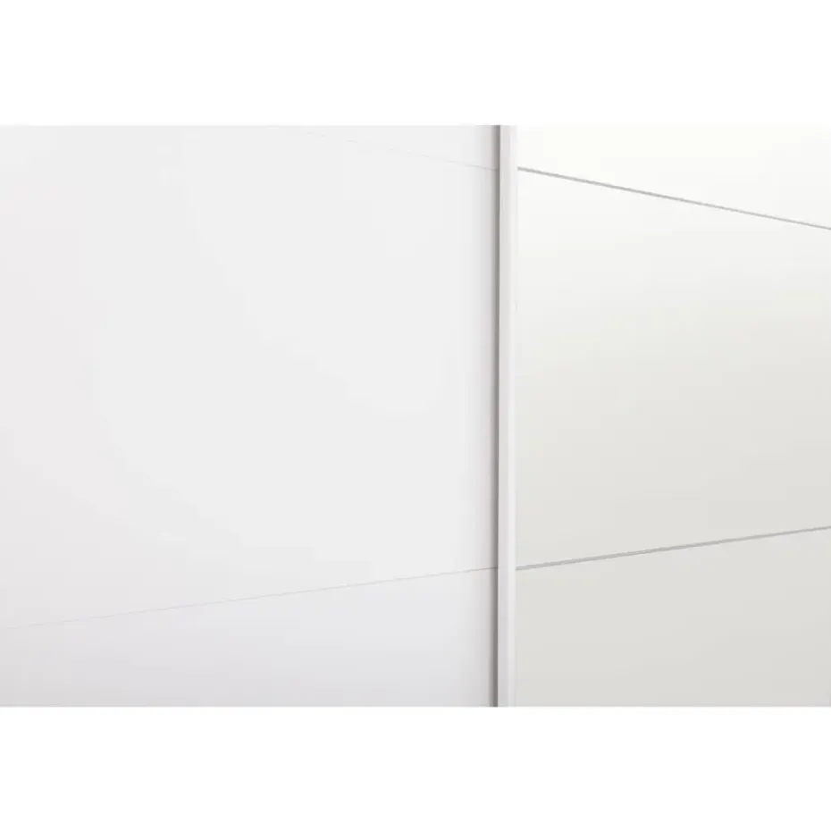 Schuifdeurkast Bergamo - wit/spiegel - 221x178,5x66,6 cm