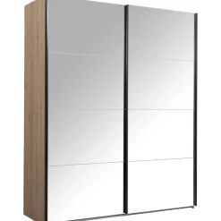 Schuifdeurkast Bergamo met spiegeldeuren - eikenkleur - 221x178,5x66,6 cm
