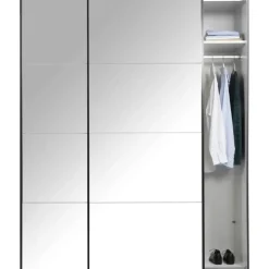 Schuifdeurkast Bergamo met spiegeldeuren - antraciet - 221x178,5x66,6 cm