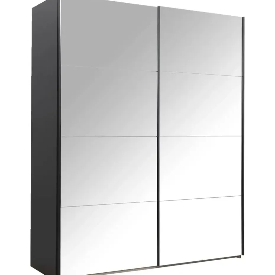 Schuifdeurkast Bergamo met spiegeldeuren - antraciet - 221x178,5x66,6 cm