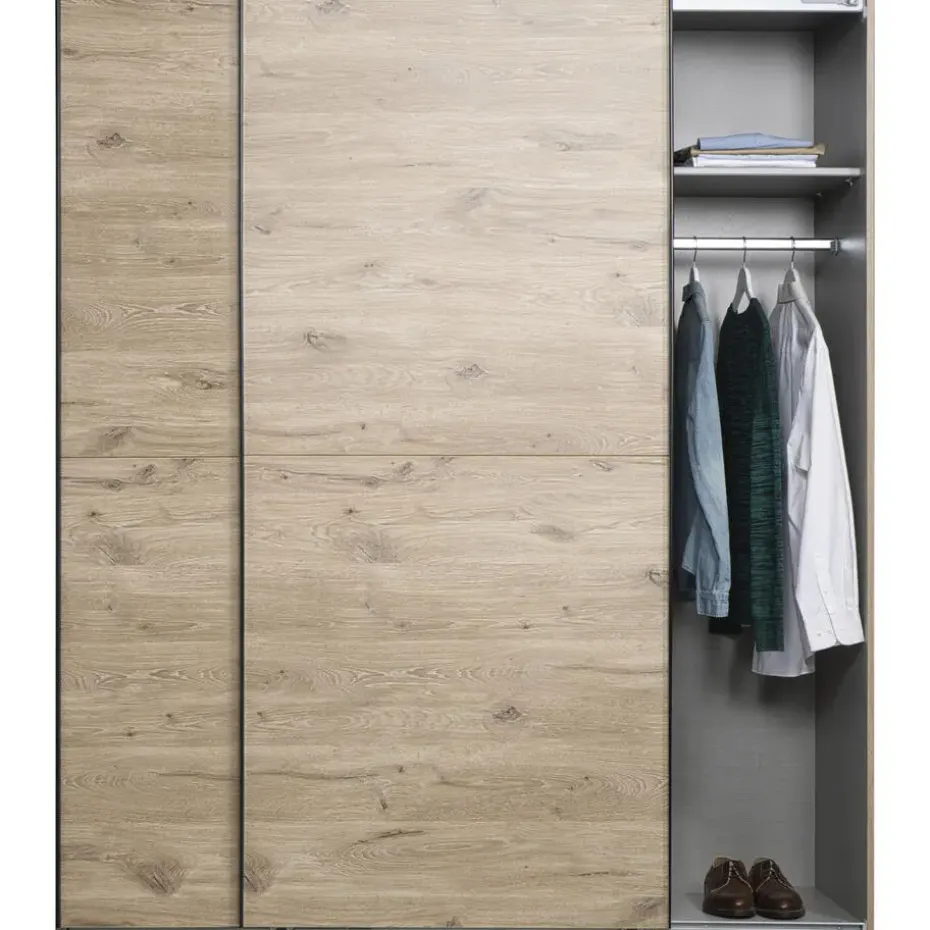 Schuifdeurkast Dex - eikenkleur - 198x180x64 cm