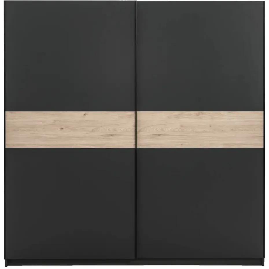 Schuifdeurkast Genua - antraciet/eikenkleur - 204x200x60 cm