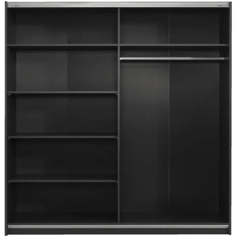 Schuifdeurkast Genua - antraciet/eikenkleur - 204x200x60 cm
